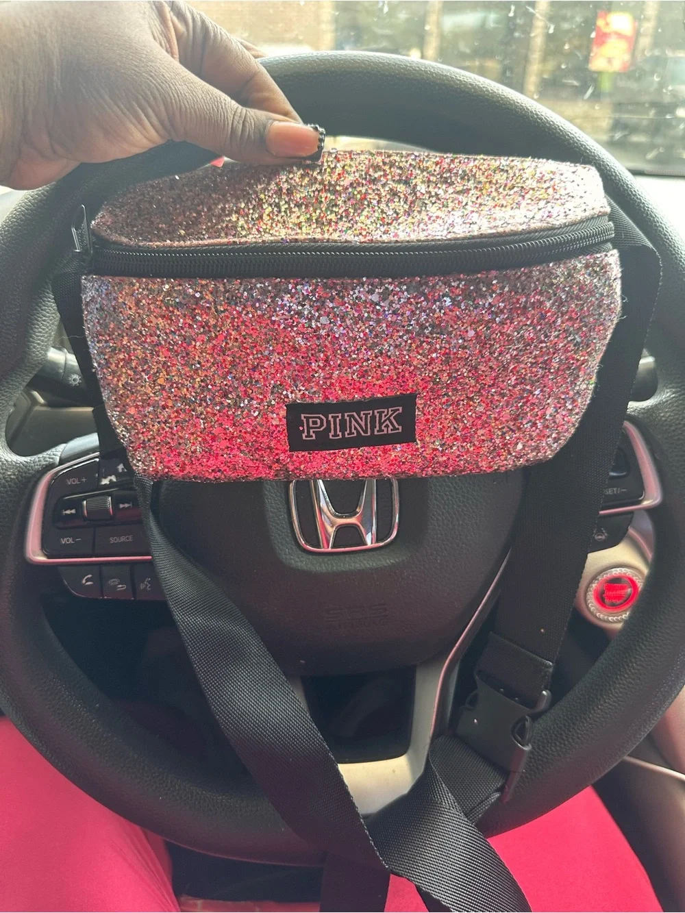 PINK Victoria's Secret Glitter Crossbody Belt Bag - Multicolor Sparkle